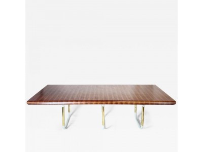 Late 20th Century Macassar Ebony Veneered Dining Table with Iron Basement