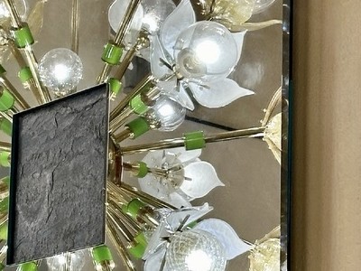 Late 20th Century Italian Square Mirror with Black Slate