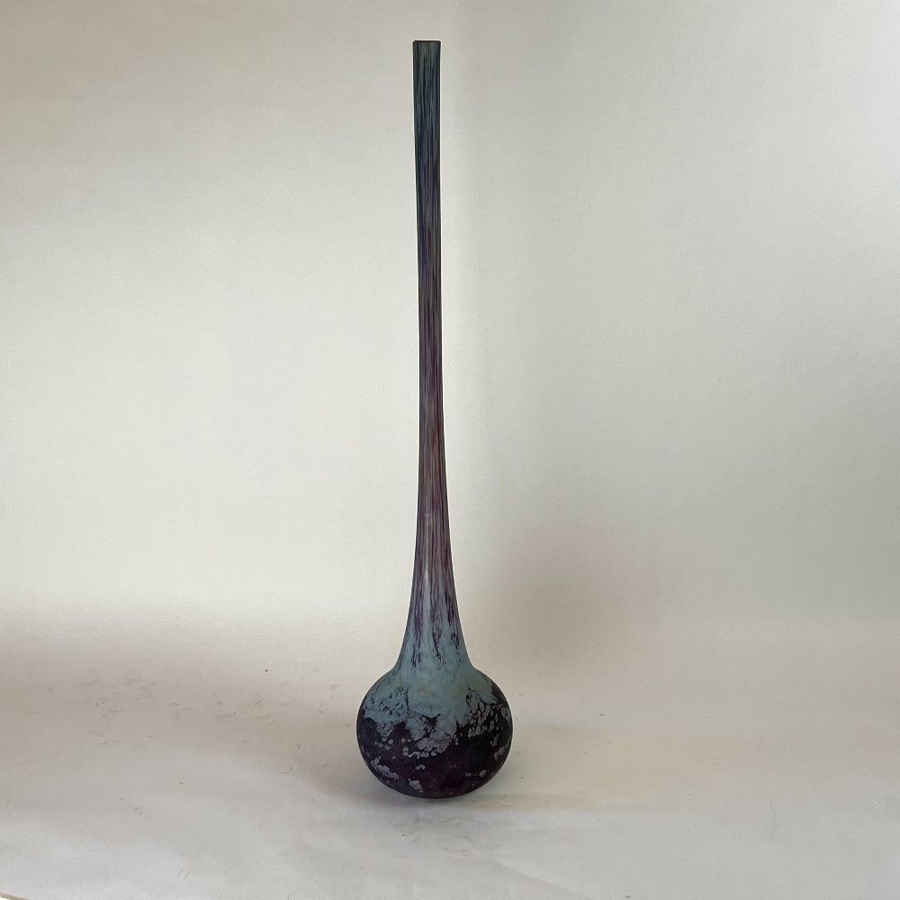 Art Deco Monumental Egyptian Purple Art Glass Soliflore Vase by Daum Nancy