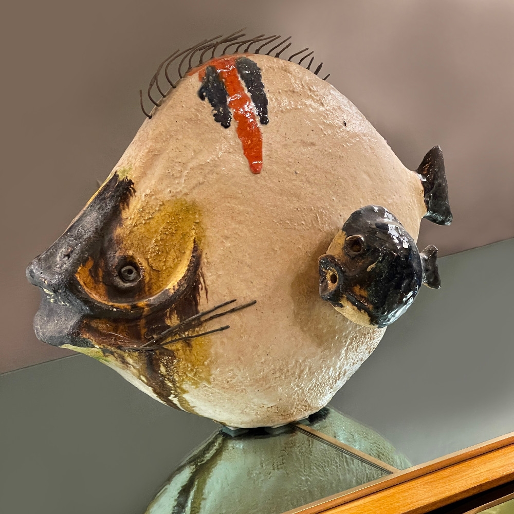 Mid-Century Modern Italian Glazed Ceramic Fish Sculpture by Ivo De Santis