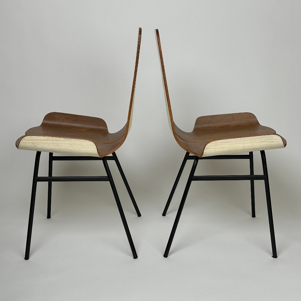Mid-Century Modern Set of Four Iron & Bentwood Chairs by Gigi Radice