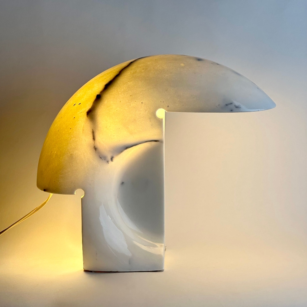 Biagio White Carrara Marble Table Lamp by Tobia Scarpa for Flos Italy 1968